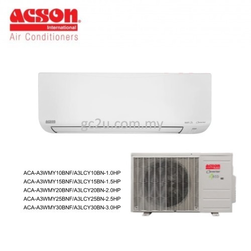 ACSON A3WMY10BNF/A3LCY10BN INVERTER REINO BUILT IN WIFI R-32 1.0HP