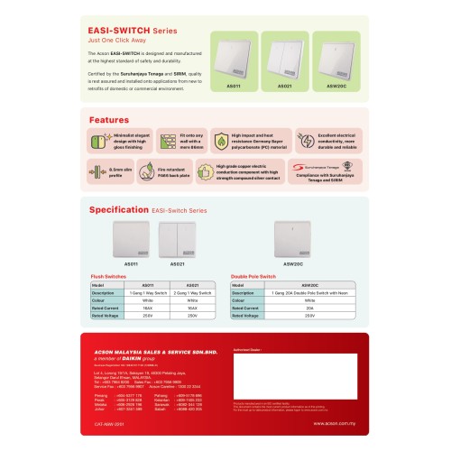 SWITCH WATER HEATER ACSON EASI SWITCH DP 20A ASW20C