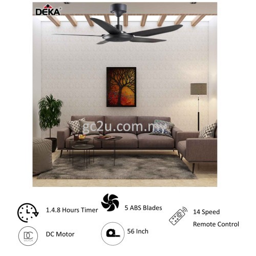 CEILING FAN DEKA KRONOS F5DC-5B-BK C/W RC 56" BLACK 14 SPEEDS 