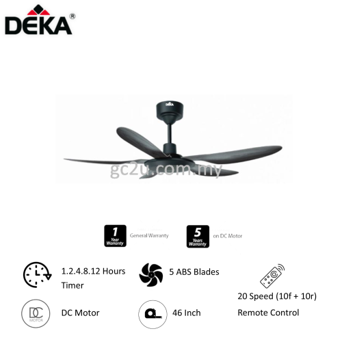 CEILING FAN DEKA C/W RC F5DC PRO 46'' 5 BLADE  MATT BLACK