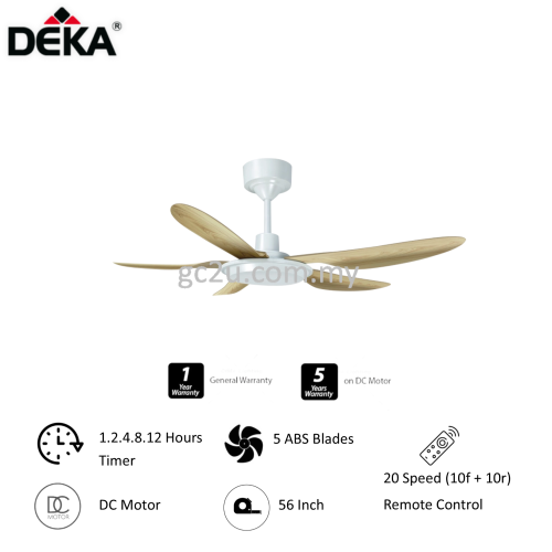 CEILING FAN DEKA C/W RC F5DC PRO 56" 5 BLADE MATT BLACK