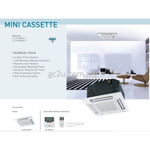 PANASONIC CS/CU-PV18RB4H MINI CASSETTE 2.0 HP & 2.5 HP (NON INVERTER - R410A)